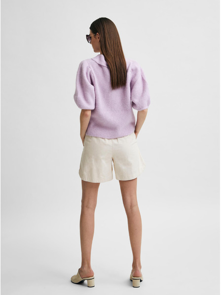Selected Femme Krémové lněné kraťasy s vysokým pasem Selected Femme Cecilie