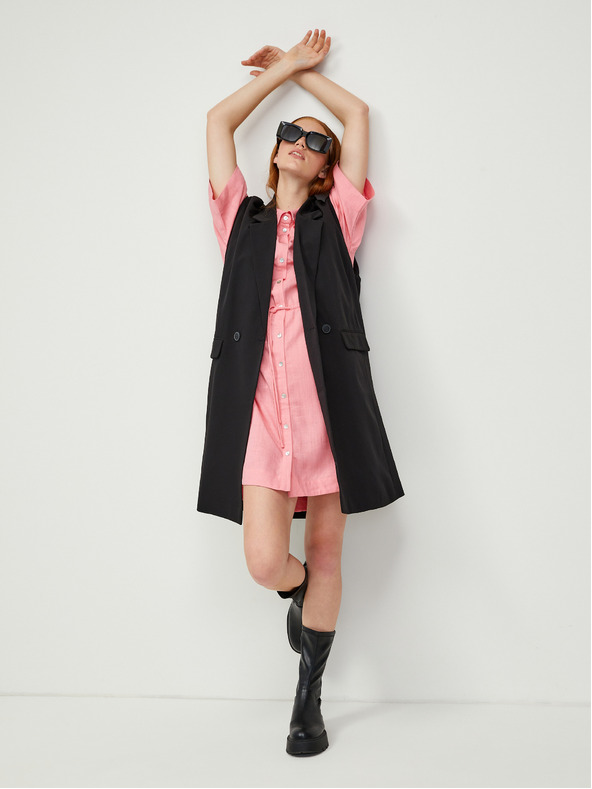 Vero Moda Růžové košilové šaty s příměsí lnu VERO MODA Haf