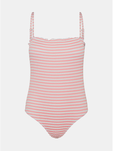 Vero Moda Bílo-růžové pruhované jednodílné plavky VERO MODA Emily