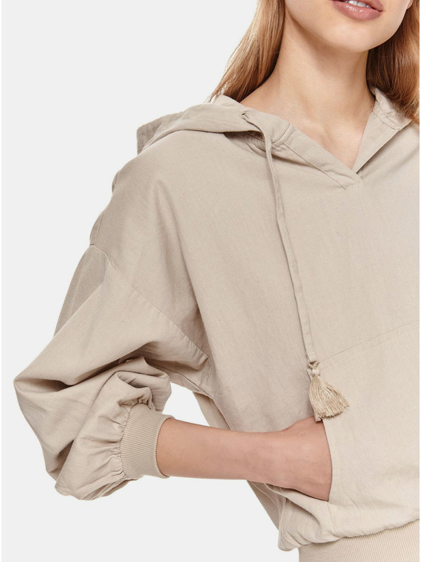 TOP SECRET Béžová mikina s kapucí TOP SECRET