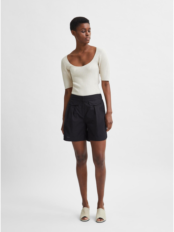 Selected Femme Krémové žebrované tričko Selected Femme Mace