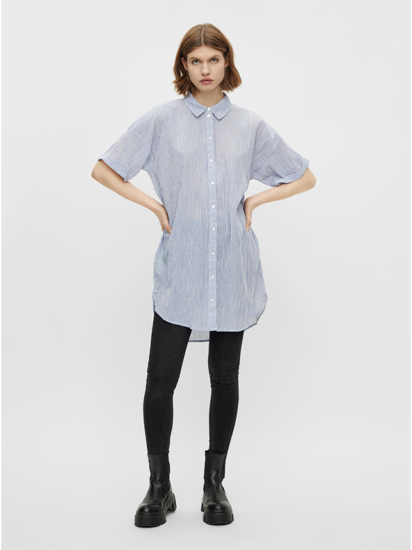 Pieces Světle modrá dlouhá pruhovaná košile Pieces Terra