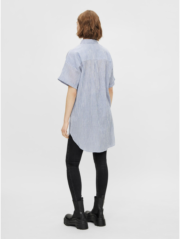 Pieces Světle modrá dlouhá pruhovaná košile Pieces Terra