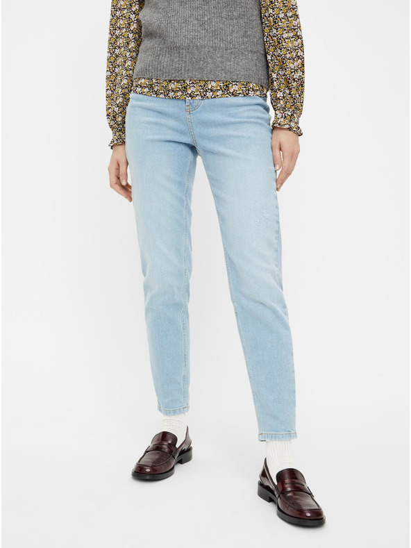 Pieces Světle modré mom džíny Pieces Leah