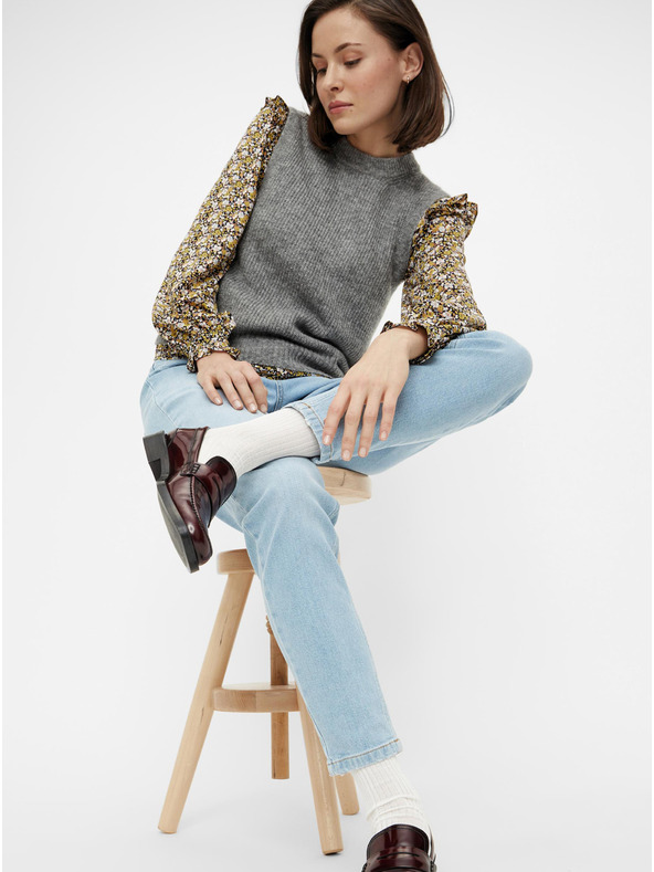 Pieces Světle modré mom džíny Pieces Leah