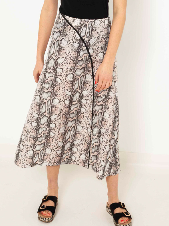 CAMAIEU Šedá vzorovaná sukně s rozparkem CAMAIEU