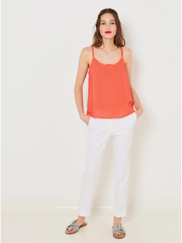 CAMAIEU Oranžový top s krajkou CAMAIEU