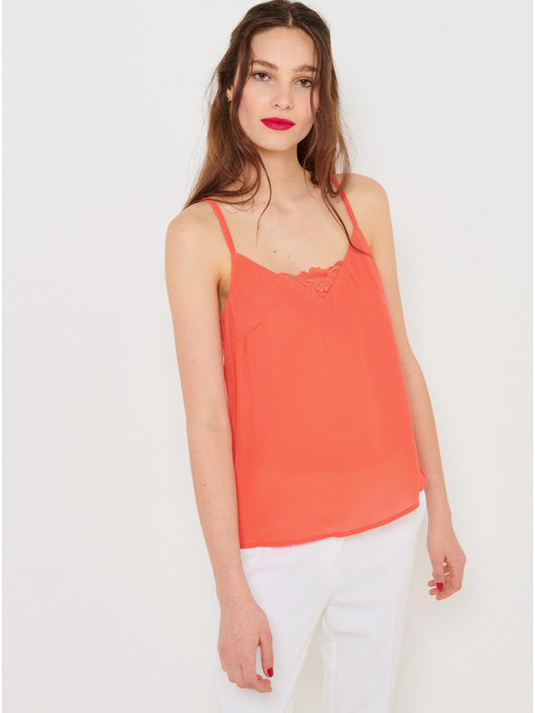 CAMAIEU Oranžový top s krajkou CAMAIEU