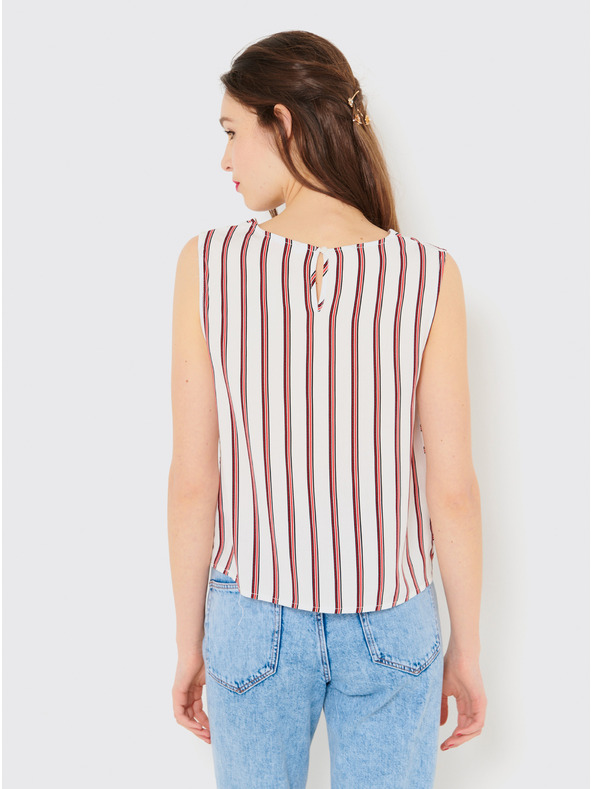 CAMAIEU Červeno-bílý pruhovaný top CAMAIEU