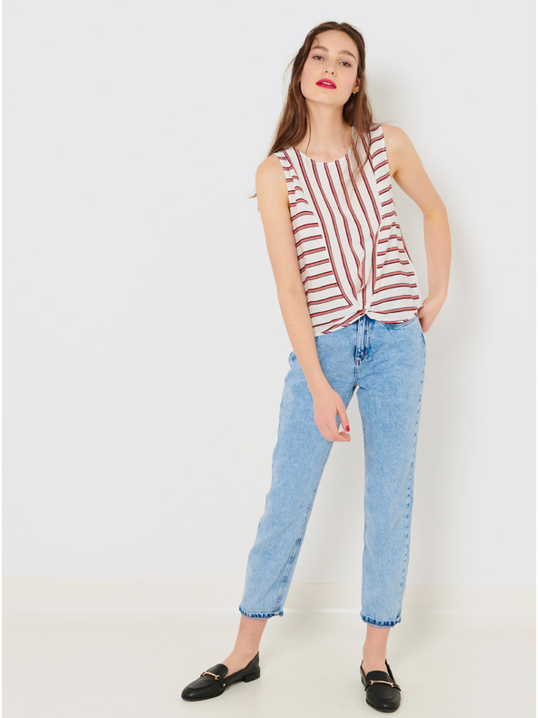 CAMAIEU Červeno-bílý pruhovaný top CAMAIEU