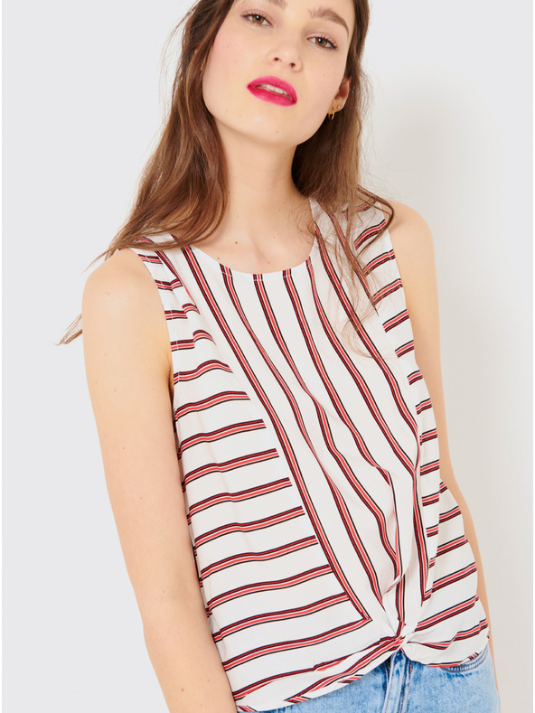 CAMAIEU Červeno-bílý pruhovaný top CAMAIEU