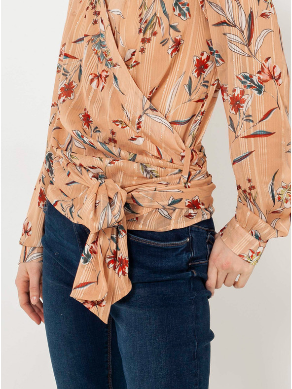 CAMAIEU Meruňková květovaná zavinovací halenka CAMAIEU