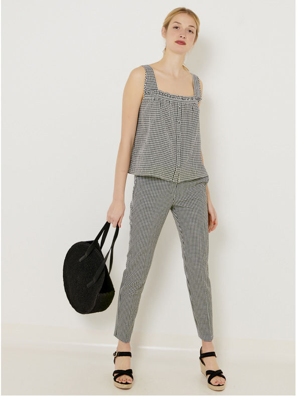 CAMAIEU Černý kostkovaný top CAMAIEU