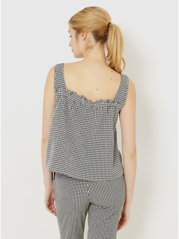 CAMAIEU Černý kostkovaný top CAMAIEU