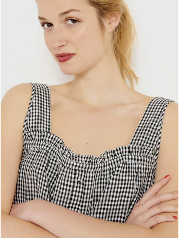 CAMAIEU Černý kostkovaný top CAMAIEU