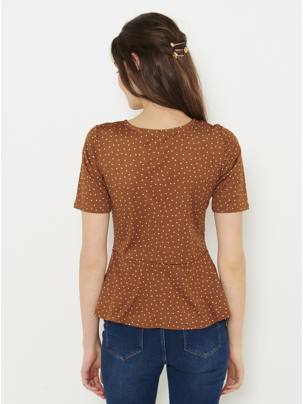 CAMAIEU Hnědá puntíkovaná halenka CAMAIEU