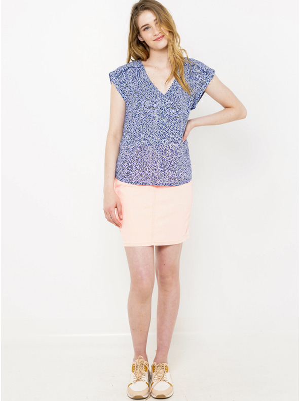 CAMAIEU Modrá vzorovaná halenka CAMAIEU