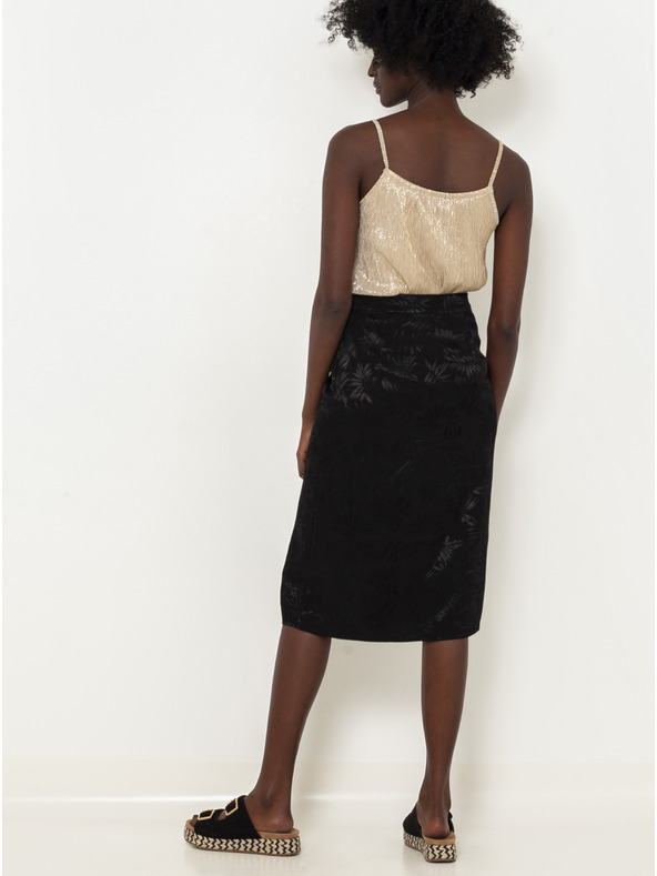 CAMAIEU Černá vzorovaná sukně s knoflíky CAMAIEU