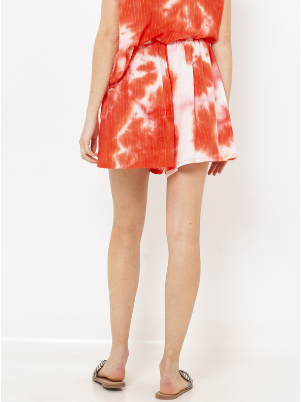 CAMAIEU Bílo-červené batikované kraťasy CAMAIEU