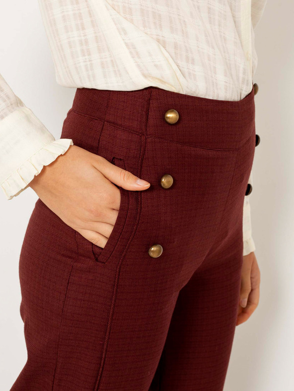 CAMAIEU Hnědé široké zkrácené kalhoty CAMAIEU