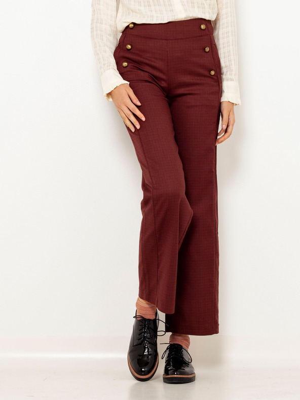 CAMAIEU Hnědé široké zkrácené kalhoty CAMAIEU