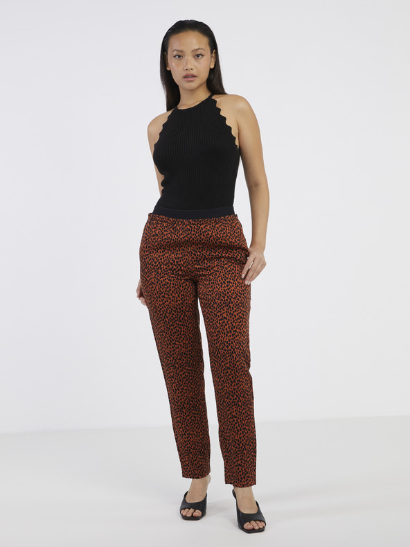 CAMAIEU Hnědé vzorované kalhoty CAMAIEU