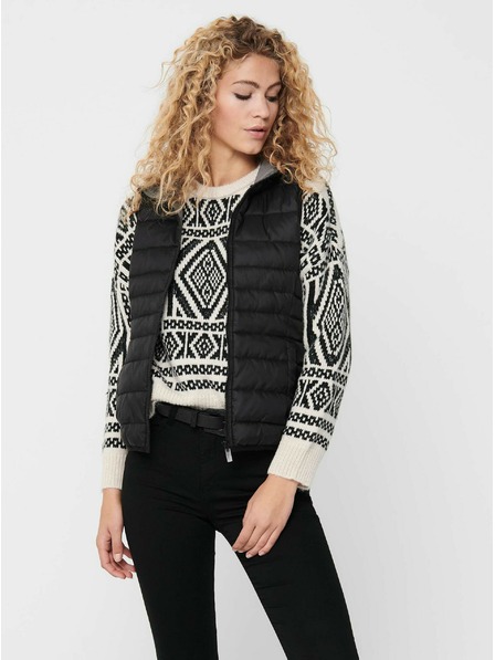 ONLY Černá dámská prošívaná vesta s kapucí ONLY New Tahoe