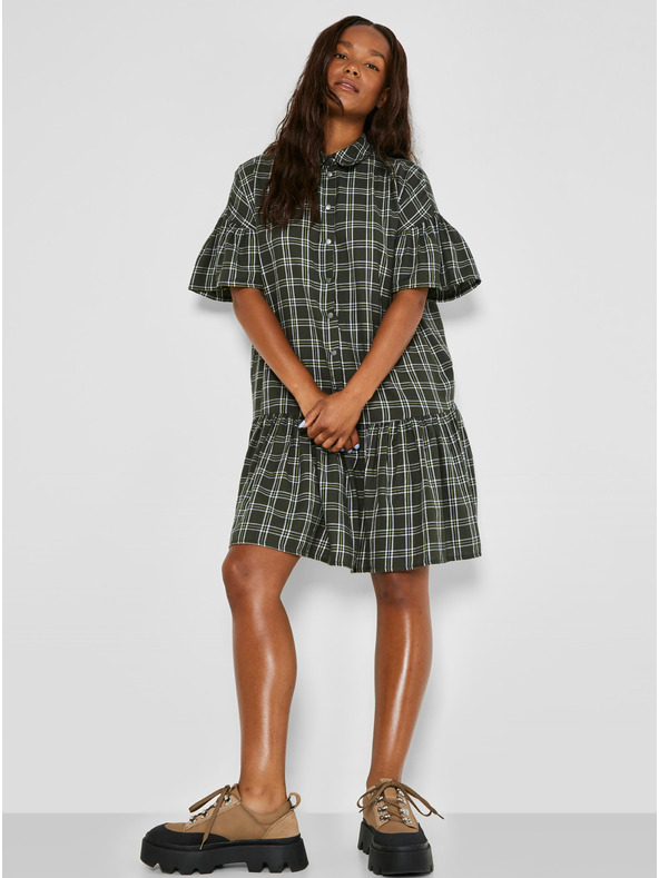 Noisy May Khaki kostkované košilové šaty Noisy May Erik