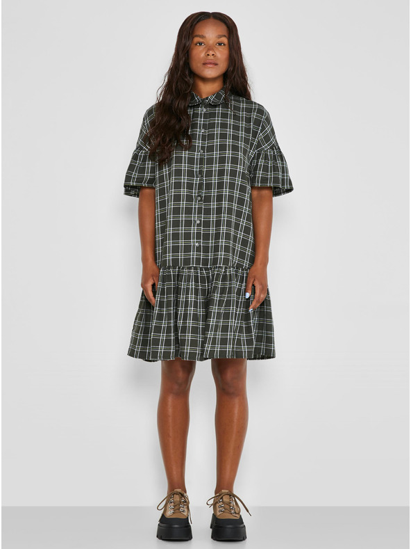 Noisy May Khaki kostkované košilové šaty Noisy May Erik