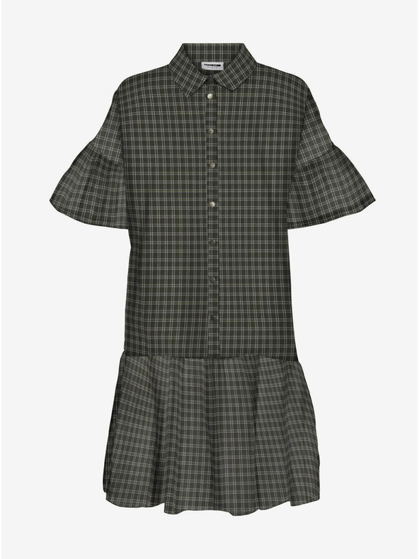 Noisy May Khaki kostkované košilové šaty Noisy May Erik