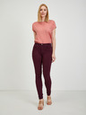 CAMAIEU Vínové dámské slim fit kalhoty CAMAIEU