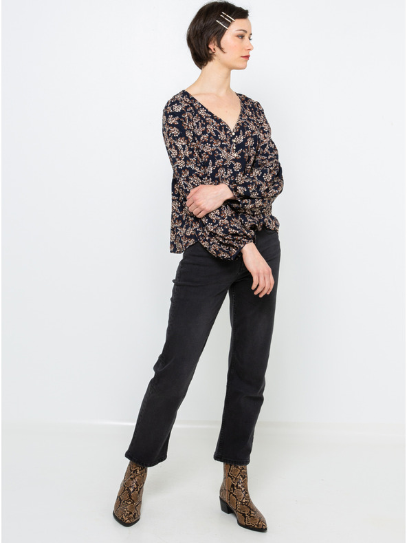 CAMAIEU Tmavě modrá vzorovaná halenka CAMAIEU