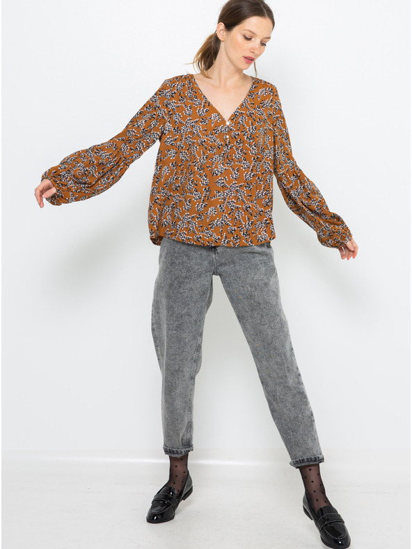 CAMAIEU Hnědá vzorovaná halenka CAMAIEU