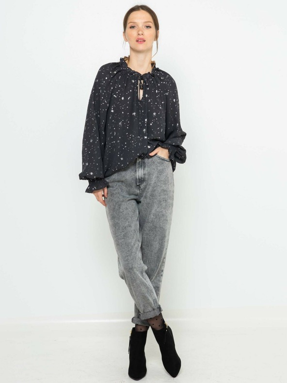 CAMAIEU Tmavě šedá vzorovaná volná halenka CAMAIEU