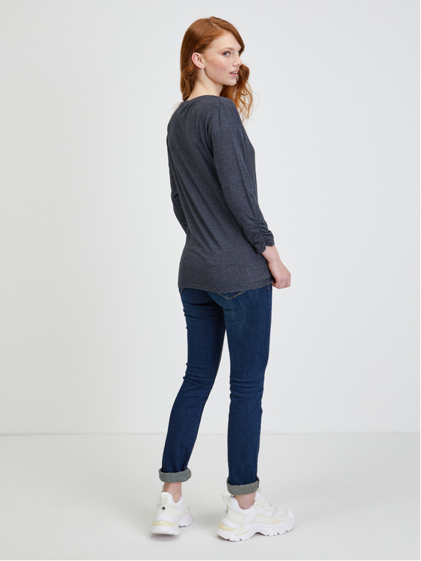 Sam 73 Tmavě šedé žíhané dámské tričko SAM 73