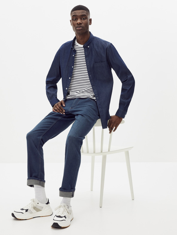 Celio Tmavě modrá džínová košile Celio Rasol