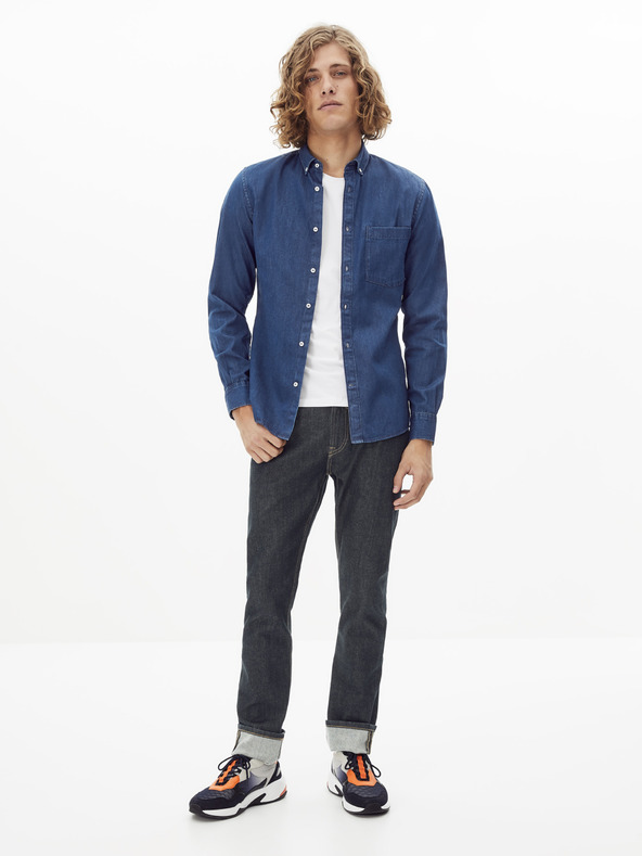 Celio Tmavě modrá džínová košile Celio Rasol
