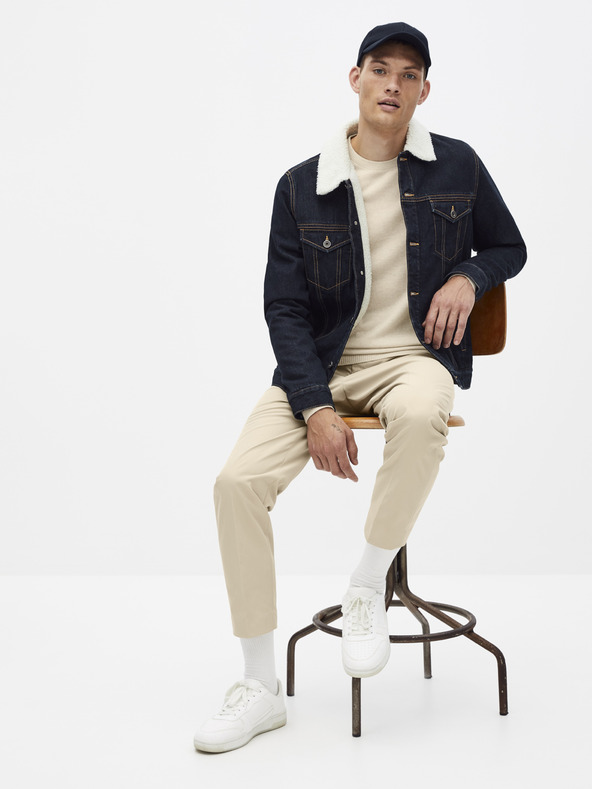 Celio Tmavě modrá džínová bunda s umělým kožíškem Celio Susherpa