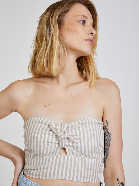 TALLY WEiJL Béžový dámský pruhovaný cropped top TALLY WEiJL