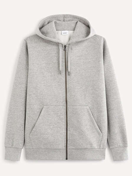 Celio Světle šedá basic mikina s kapucí Celio Vethree