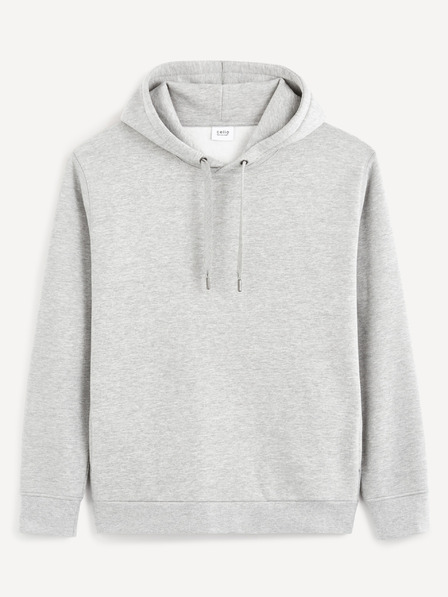Celio Šedá pánská basic mikina s kapucí Celio