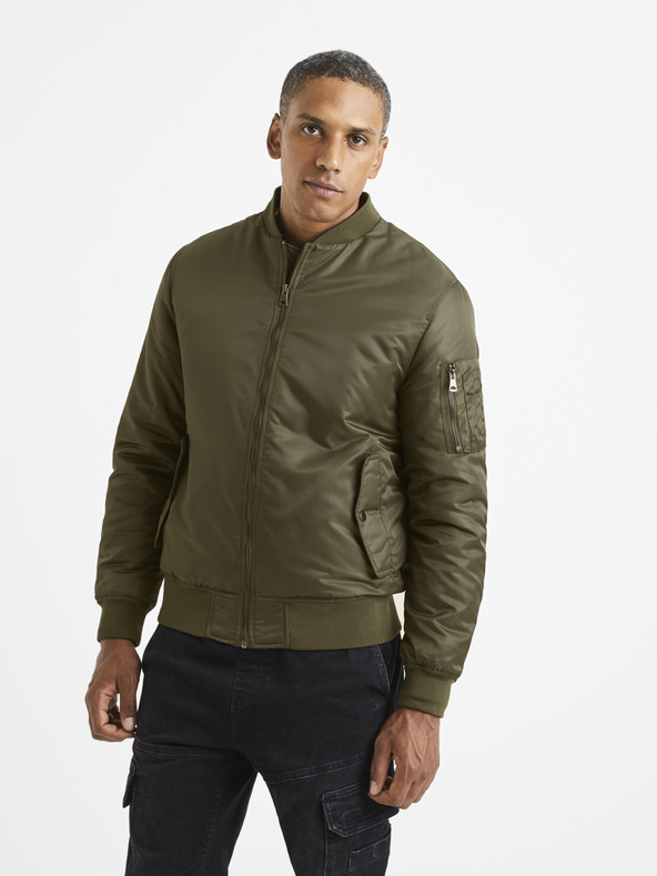 Celio Khaki pánský bomber s kapucí Celio Vubombjump