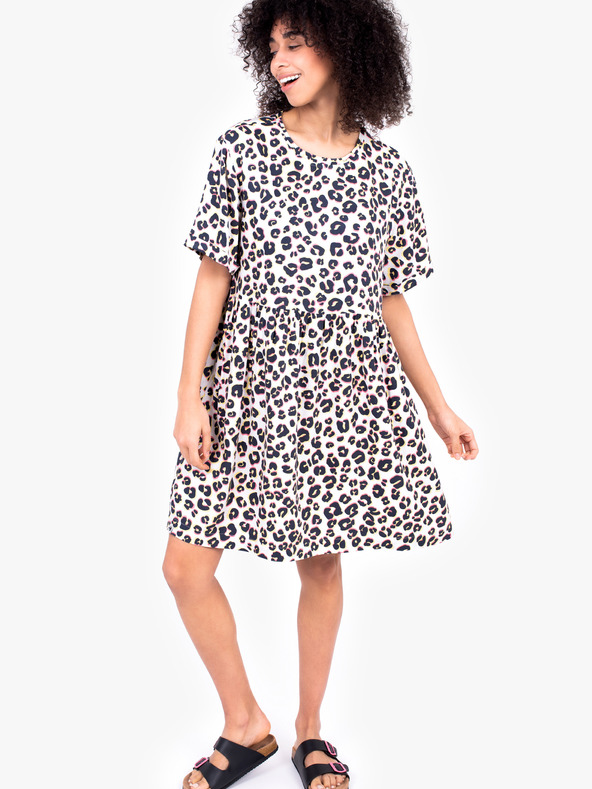 Brakeburn Bílé dámské krátké šaty se zvířecím vzorem Brakeburn