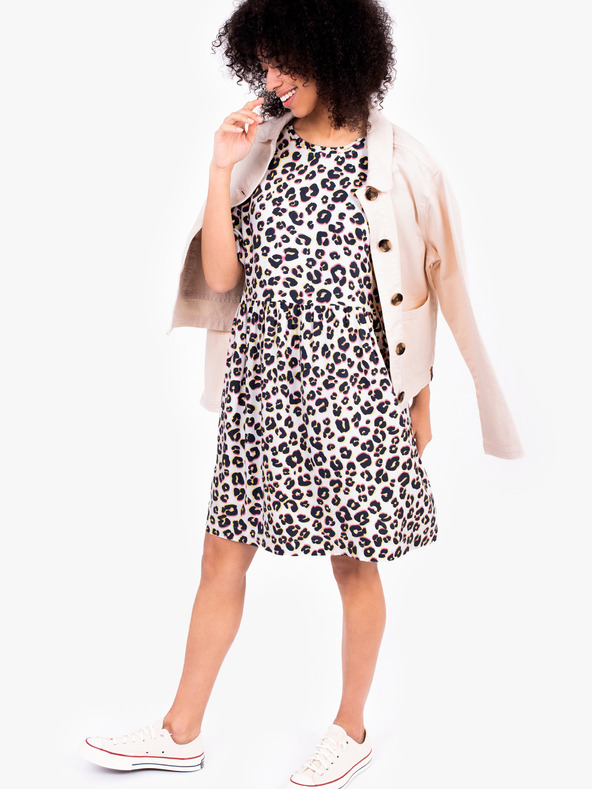 Brakeburn Bílé dámské krátké šaty se zvířecím vzorem Brakeburn