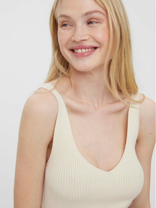 Vero Moda Krémové žebrované basic tílko VERO MODA Glory
