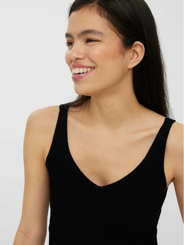 Vero Moda Černé žebrované basic tílko VERO MODA Glory
