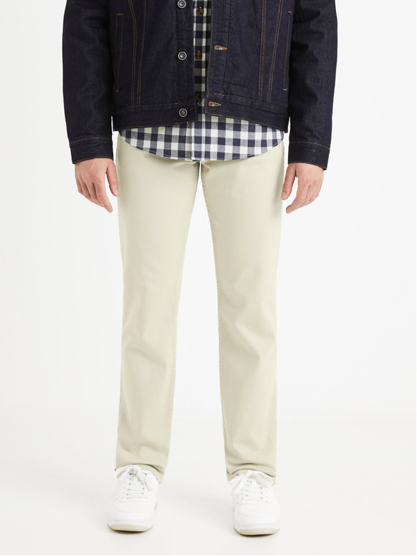 Celio Krémové pánské kalhoty Celio Vopry1