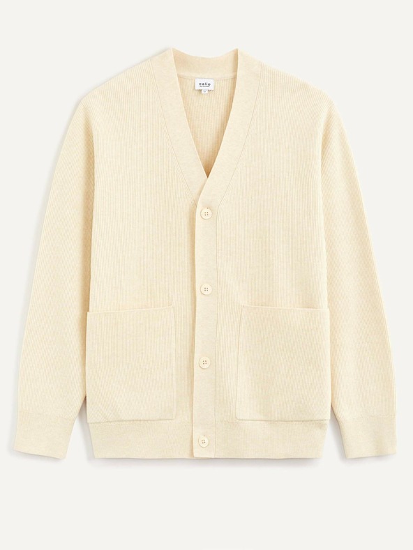 Celio Krémový pánský kardigan Celio