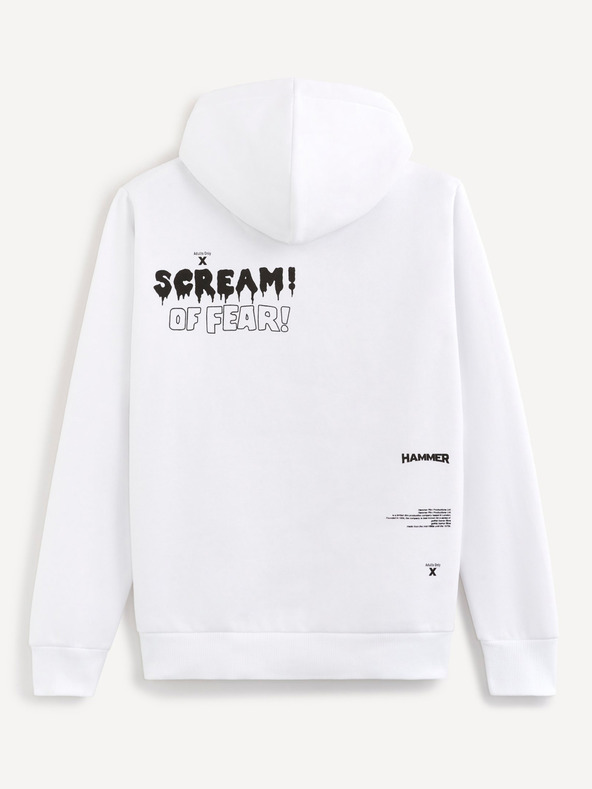 Celio Bílá pánská mikina s kapucí Celio Taste of fear