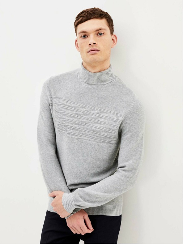 Celio Světle šedý pánský basic rolák Celio Pewave